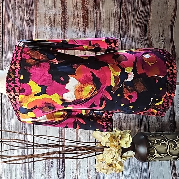 NEW ALFANI MULTI-COLOR 3/4 FLARED SLEEVE LONG TUNIC OR DRESS - Picture 6 of 12